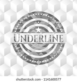 Underline grey badge with geometric cube white background