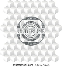 Underline grey badge with geometric cube white background