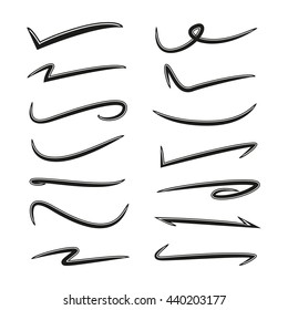 underline, highlighter marker strokes, swoops, waves  brush marks