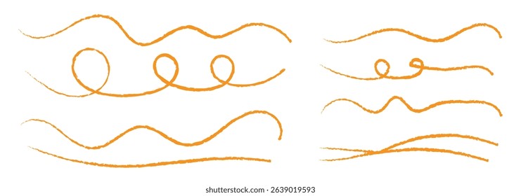 Underline markers collection. Chalk lines, charcoal highlight strokes doodle collection. Hand Drawn lines in pencil. Highlight brush dirty lines. Hand drawn vector illustration