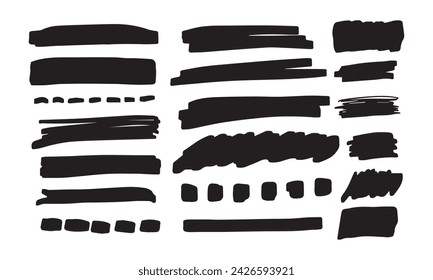 Underline markers collection. Vector illustration of scribble lines isolated on white background.