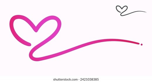 Underline from a pink love, hand drawn symbol of love and care