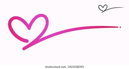 Underline from a pink love, hand drawn symbol of love and care