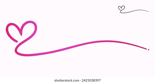 Underline from a pink love, hand drawn symbol of love and care