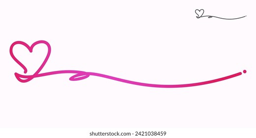 Underline from a pink love, hand drawn symbol of love and care