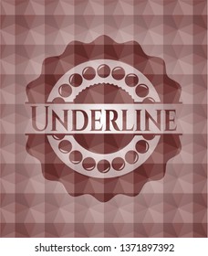 Underline red emblem or badge with abstract geometric polygonal pattern background. Seamless.