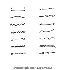 Underline Set Doodle Style Various Shapes 