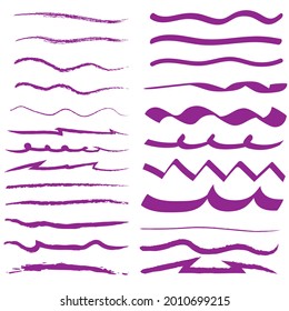Underline
Set of underlines hand made with brush purple vector
