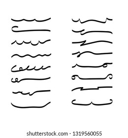 Underline Set Vector - Doodle Style Different Shapes 