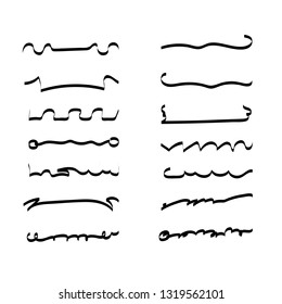 Underline Set Vector - Doodle Style Different Shapes / Illustration 