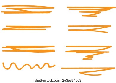 Underline stroke marker felt pen scribbles doodle line collection. Hand drawn outline sketch wave brush mark . eps 10