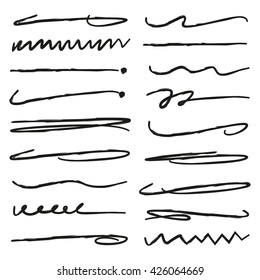 underline stroke set, hand lettering underlines, brush line set