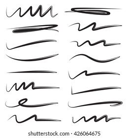 underline stroke set, hand lettering underlines, brush line set