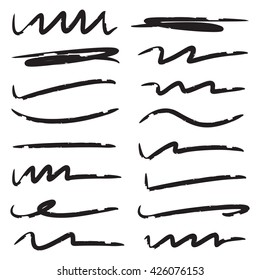 underline stroke set, hand lettering underlines, brush line set