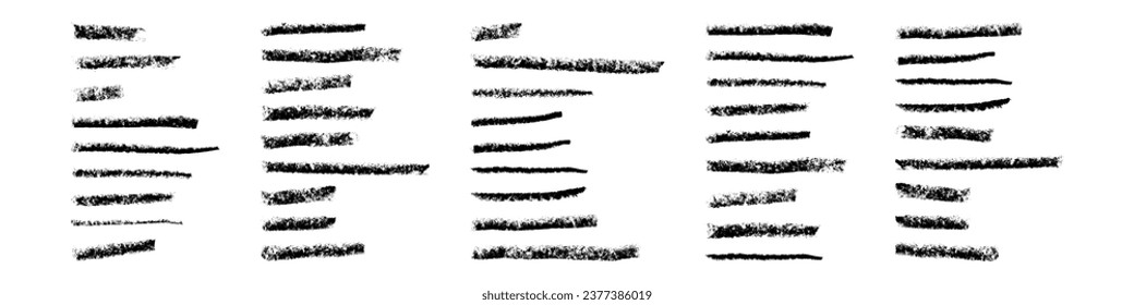 Underline strokes made with a brush, paint lines. Chalk, pen, and marker accents creating curves. Pencil marks with grunge flourish. Flat vector illustrations isolated on white background
