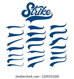 Underline swishes tail collection. Swoosh element for sport, logo design. Vector hand drawn illustration.