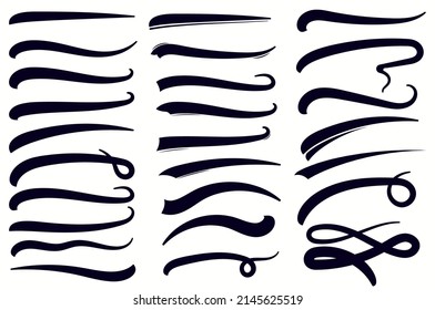 Underline Swishes Tail. Swooshes Set For Athletic Typography. Vector