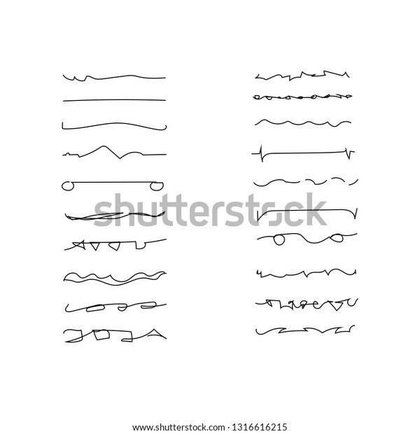 Underline Vector Set - Doodle Style\
Different Shapes /\
Illustration