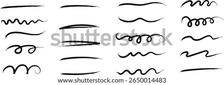 Underline Vector Set – Hand-Drawn Brush Strokes and Vintage Dividers. Calligraphic Underline and Border Vector. Black Brushstroke Underlines and Swirl Dividers