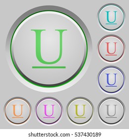 Underlined font type color icons on sunk push buttons