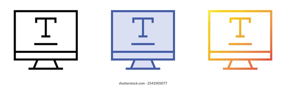 underlined icon. Linear, Blue Fill and Gradient Style Design Isolated On White Background
