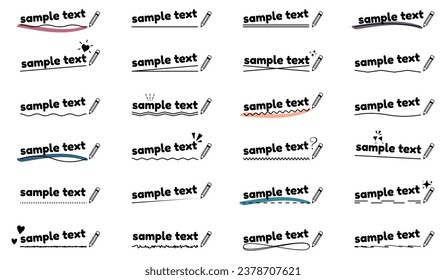 Underlined Sample Text Icons Set - Different Simple Flat Vector Illustrations Isolated On White Background