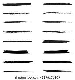 Underlines grunge stroke set hand drawn vector eps 10