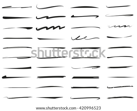 underlines lettering line set, brush line