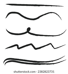 Underlines set hand made with brush vector