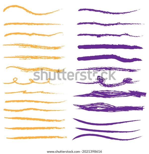 Underlines\
underline set hand made with brush\
purple and orange\
vector