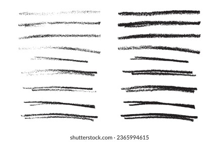 Underlining highlight pencil crayon hand draw lines set. Vector stock illustration isolated on white background for handwritten notes for text, doodle graphic element. EPS10 
