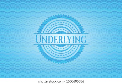 Underlying light blue water wave style badge. Vector Illustration. Detailed.
