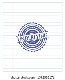 Underlying pen draw. Blue ink. Vector Illustration. Detailed.