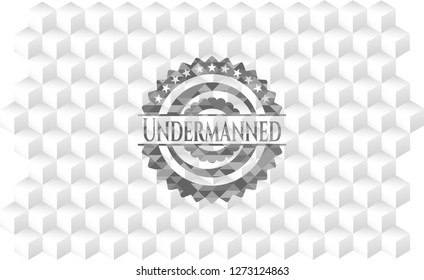 Undermanned realistic grey emblem with cube white background