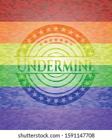 Undermine emblem on mosaic background with the colors of the LGBT flag