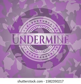 Undermine pink written on a camouflage texture. Vector Illustration. Detailed.
