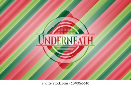 Underneath christmas badge.