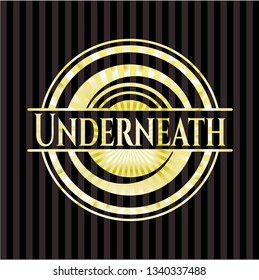 Underneath golden emblem