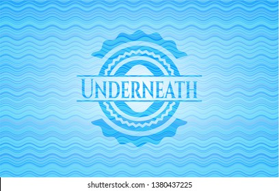 Underneath water wave concept badge background.