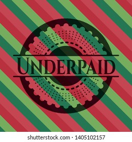 Underpaid christmas style emblem. Vector Illustration. Detailed.
