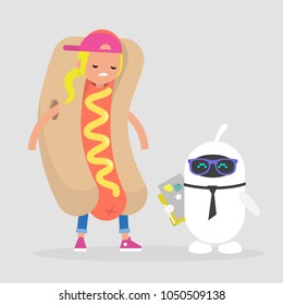 Underpaid and overpaid. Inequality between human labor and artificial intelligence. Disparity. Different levels of income. Flat editable vector illustration, clip art