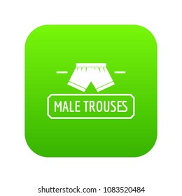 Underpant icon green vector isolated on white background