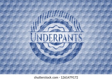 Underpants blue badge with geometric background.