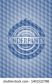 Underpants blue polygonal badge. Vector Illustration. Detailed.