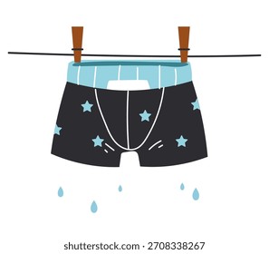 Los calzoncillos se secan aislados sobre fondo blanco. Ilustración de Diseño gráfico plano de Vector
