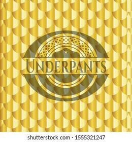 Underpants gold badge. Scales pattern. Vector Illustration. Detailed.