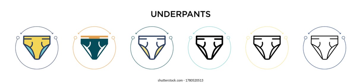 Underpants icon in filled, thin line, outline and stroke style. Vector illustration of two colored and black underpants vector icons designs can be used for mobile, ui, web