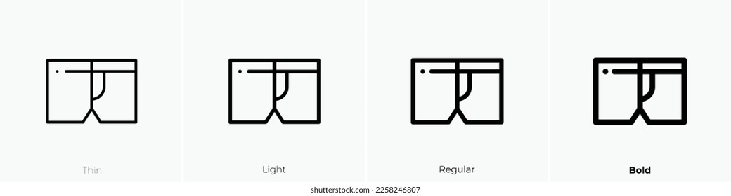 underpants icon. Thin, Light Regular And Bold style design isolated on white background