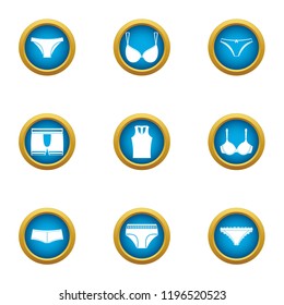 Underpants icons set. Flat set of 9 underpants vector icons for web isolated on white background
