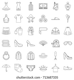 Underpants icons set. Outline style of 36 underpants vector icons for web isolated on white background